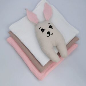 Rankų darbo muslino merliukų rinkinys su žaisliuku