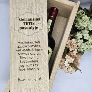 Medinės dėžės buteliui